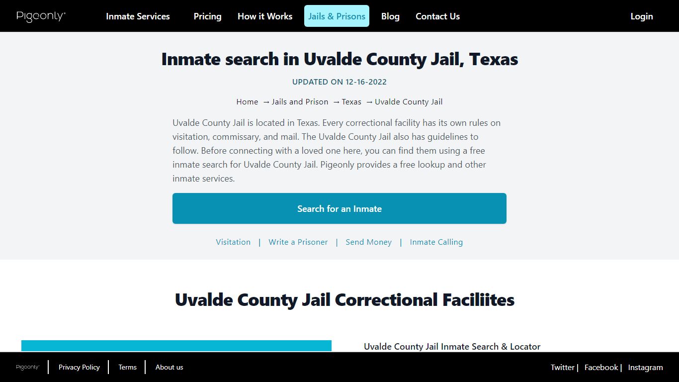 Inmate Search Uvalde County Jail, Texas | Pigeonly